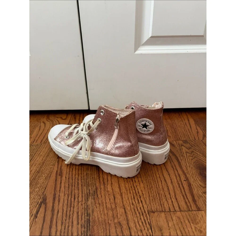 Converse Pink Glitter Platform High-Top Sneakers Girl's Size 3.5